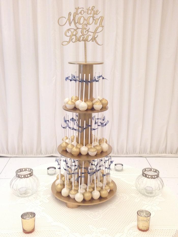 Golden cake pop wedding tower