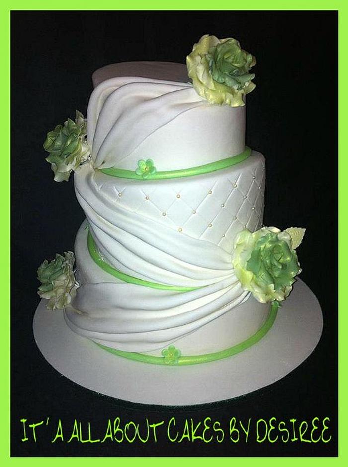 Topsy Turvy Draped Wedding Cake