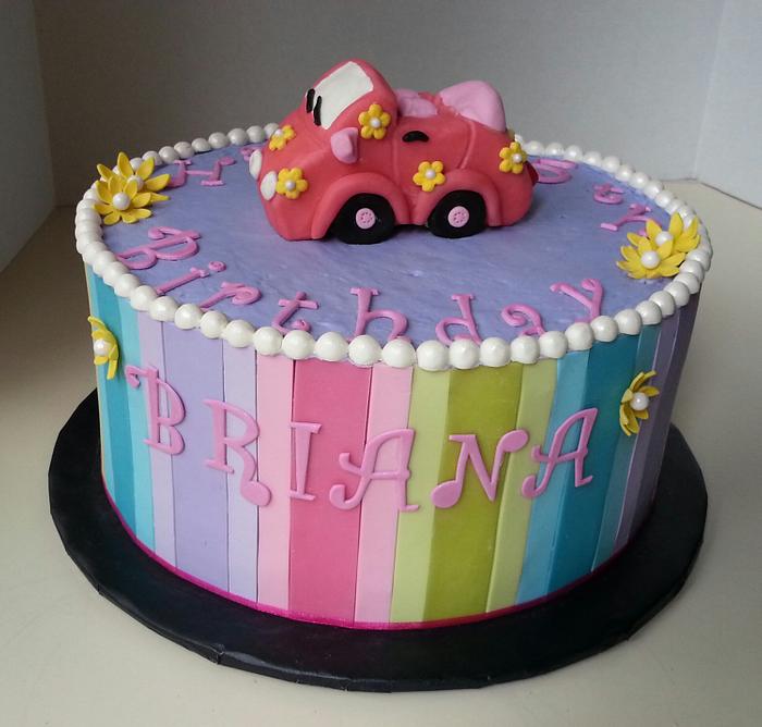 Brianna Pastel Car Birthday Cake