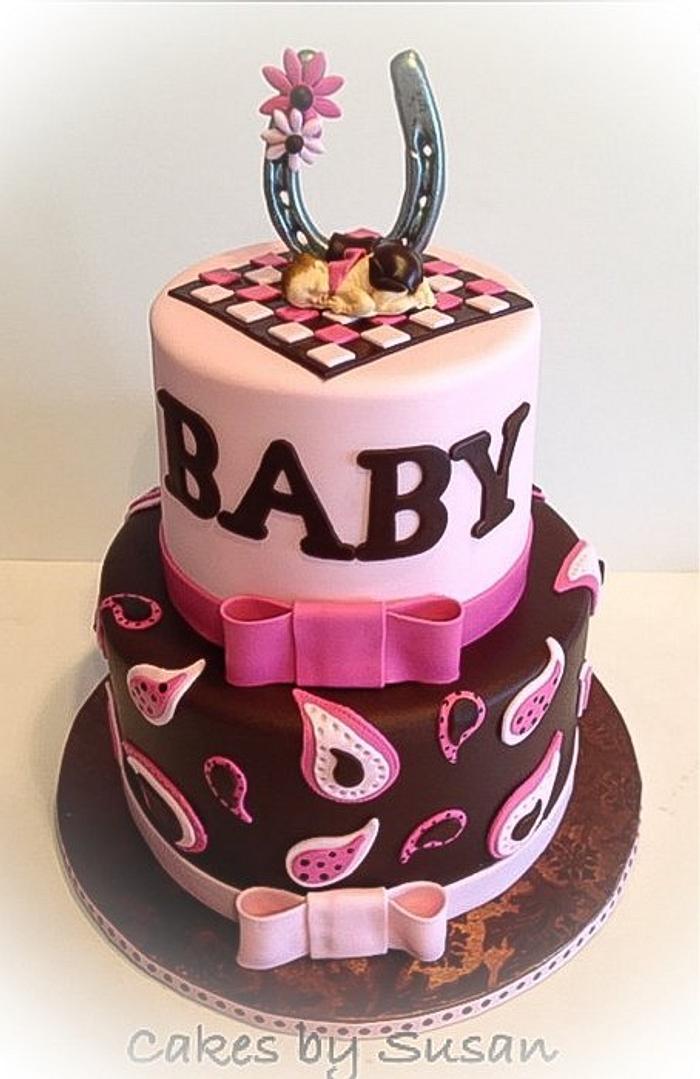 Paisley baby shower cake.  