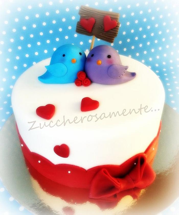 Birds in love cake
