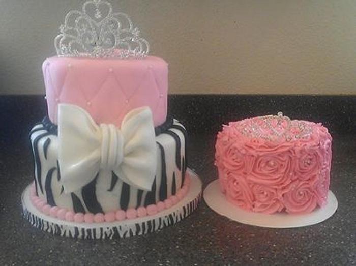 Zebra 1st birthday cake