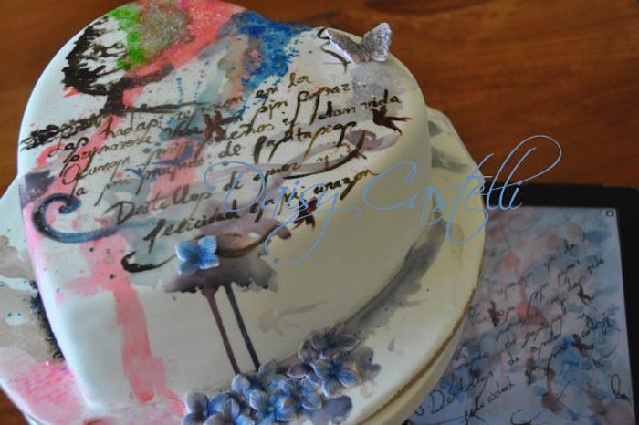 painting a cake for an artist...