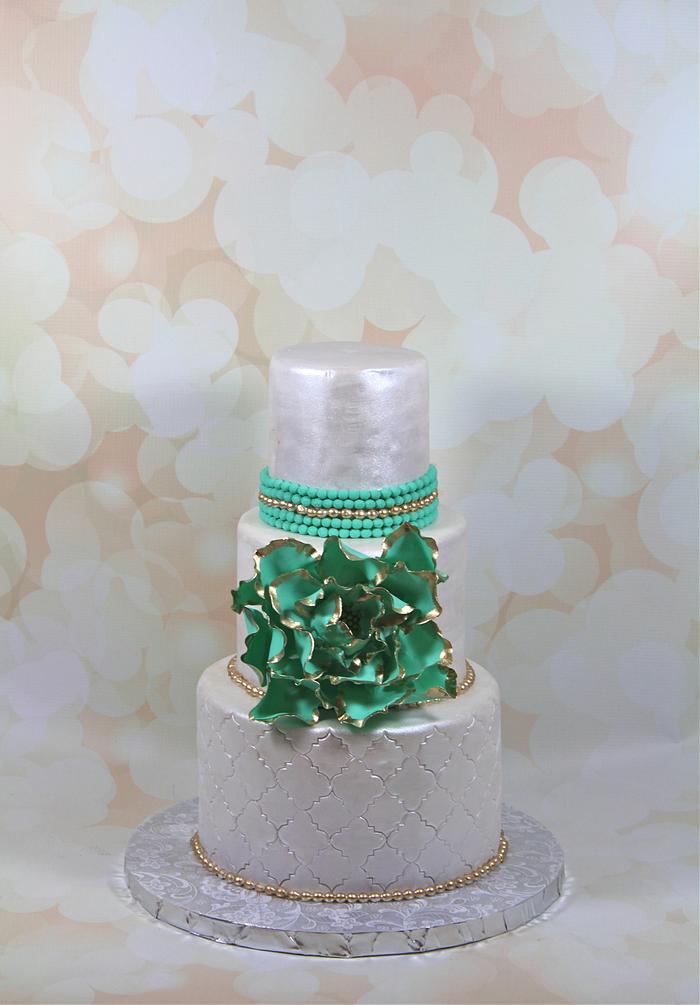 white and green cake