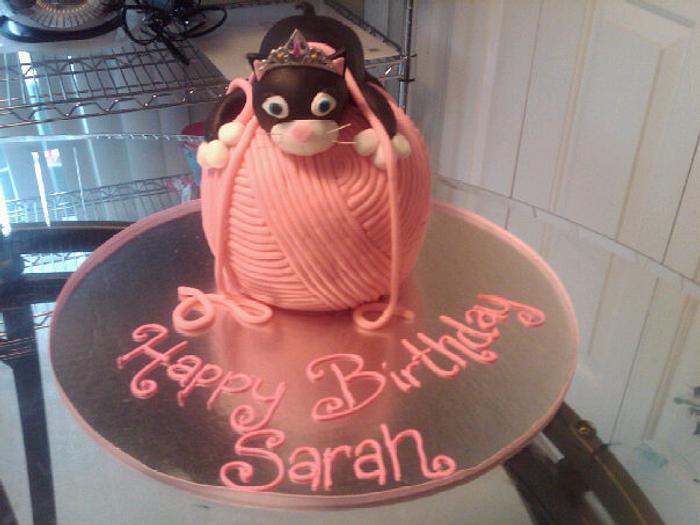 Cat on a Yarn Ball Cake