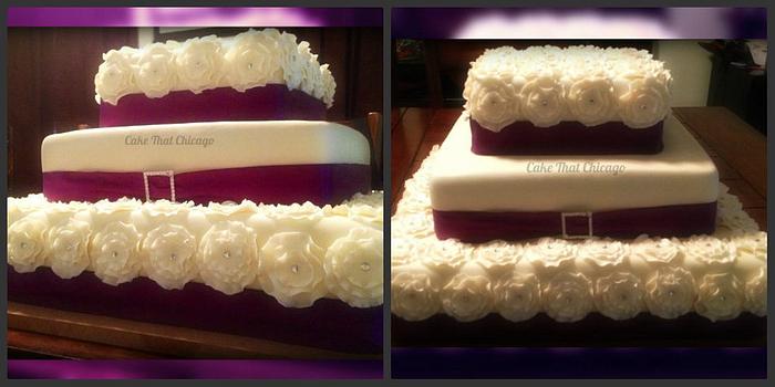 Ruffled Flower Wedding Cake