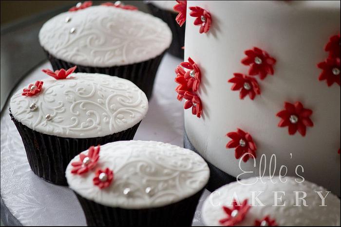 Red and Silver Cupcakes
