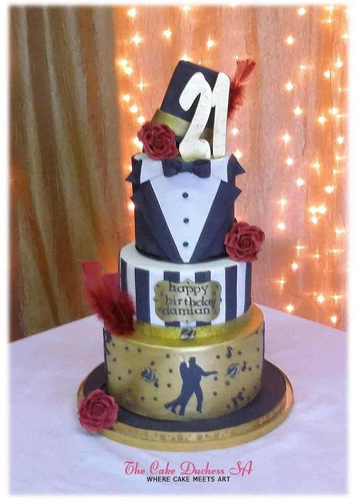 21st Black & Gold themed Cake