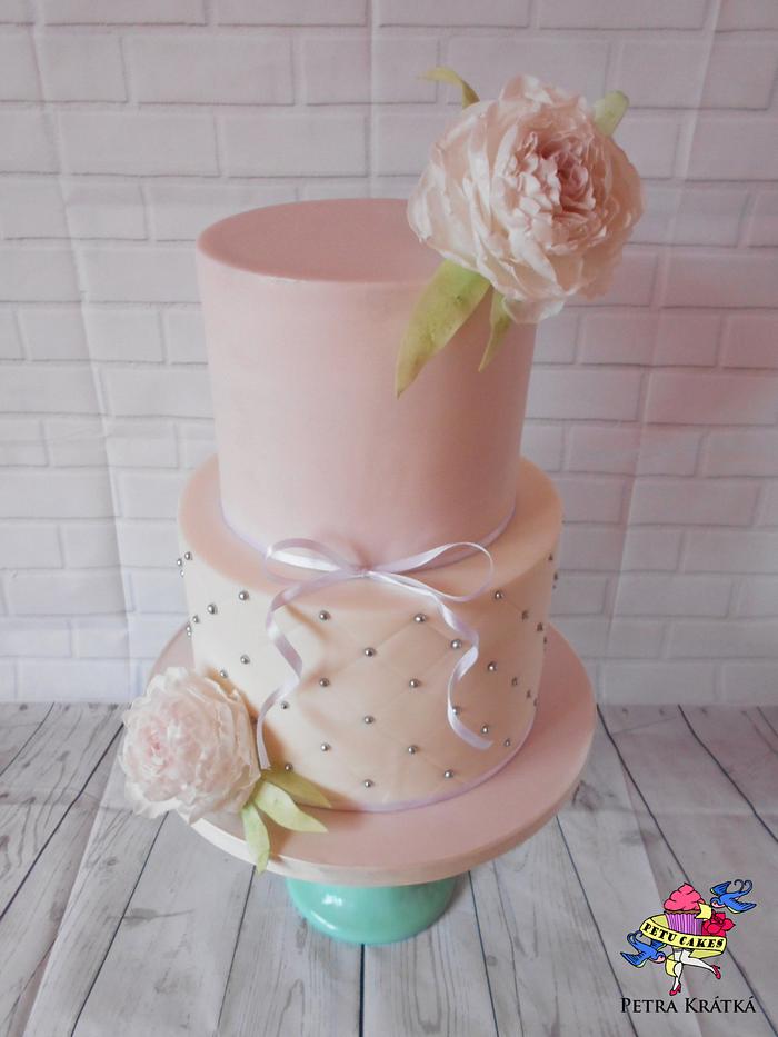 Wedding cake with peonies