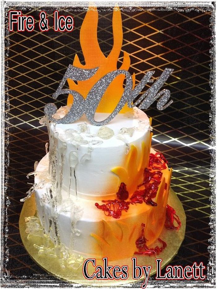 Fire & Ice 50th Birthday Cake