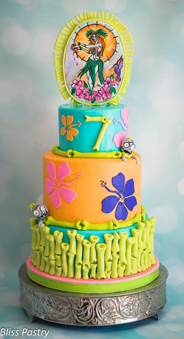 Zombie Luau Birthday Cake
