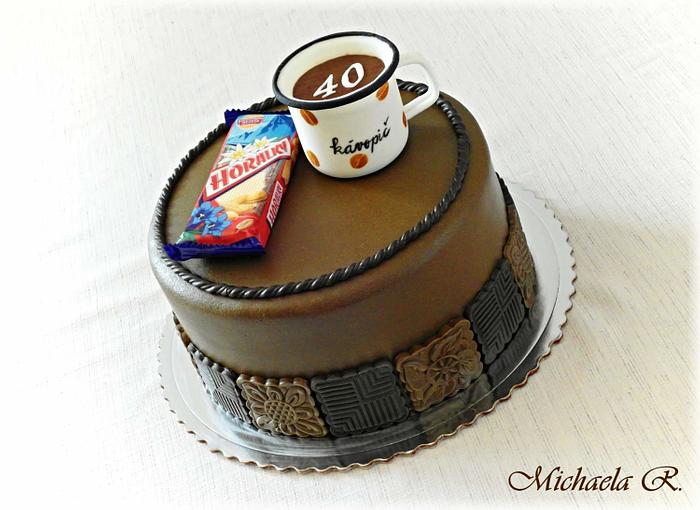 Cake with coffee cup
