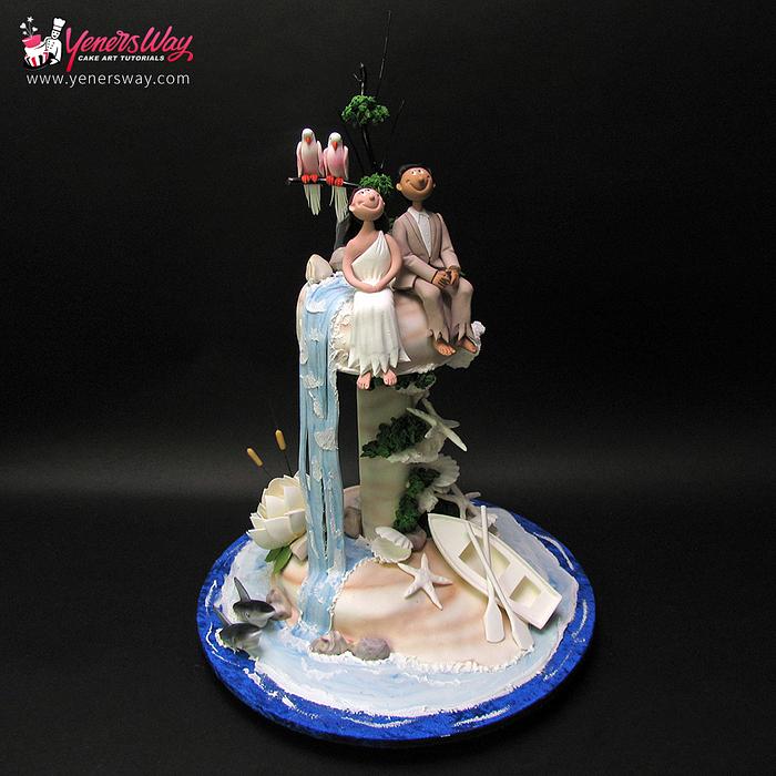 Couple's Paradise Wedding Cake