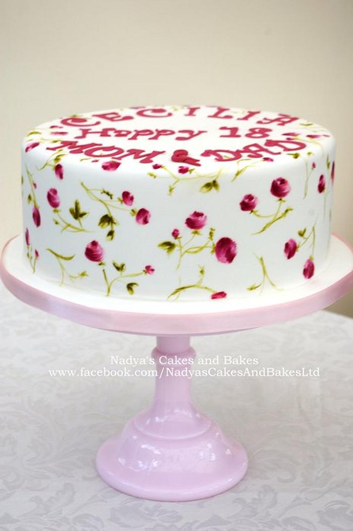 painted roses cake
