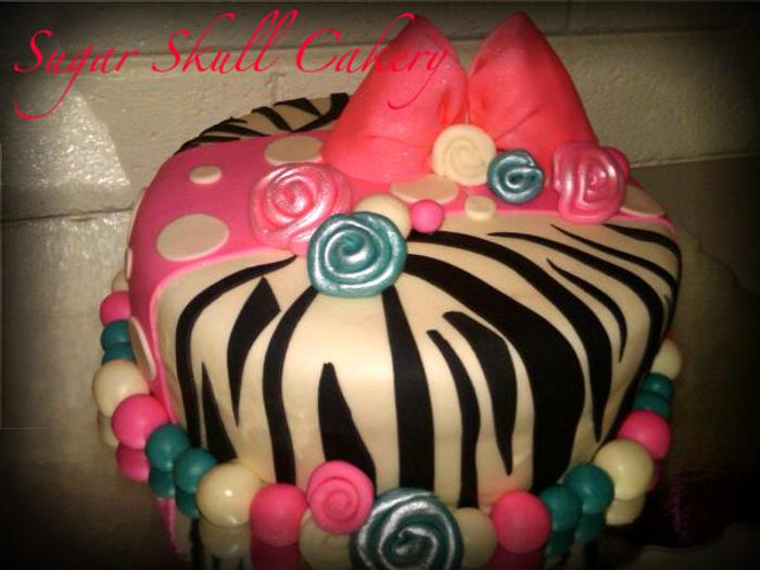 Lil' Diva Zebra Print Birthday Cake