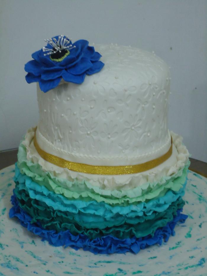 ruffled wedding cake.