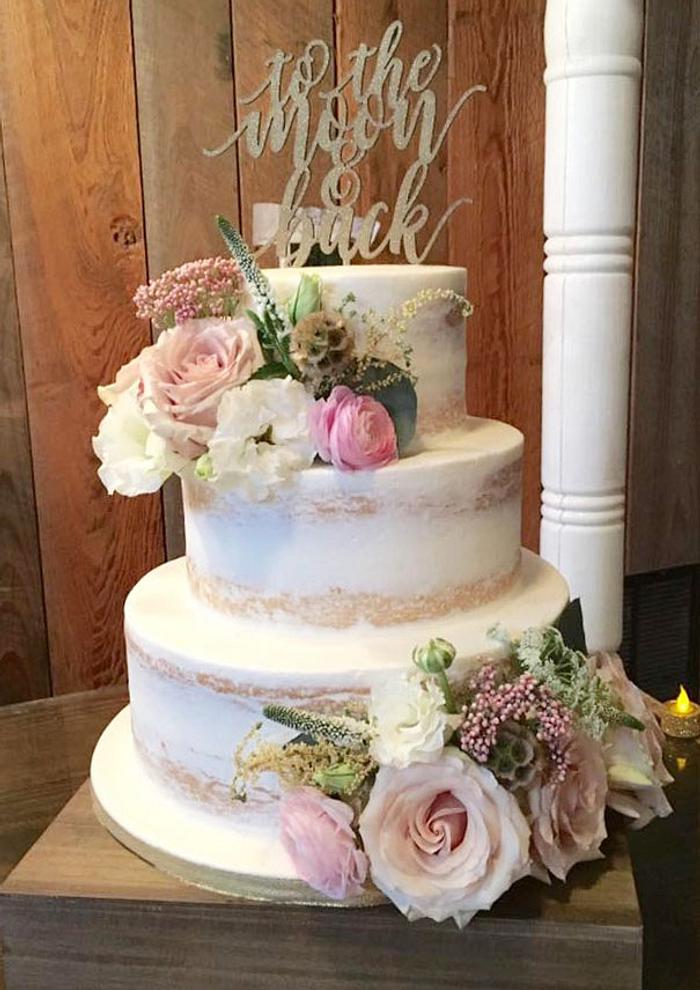 Semi-Naked Vintage Wedding Cake