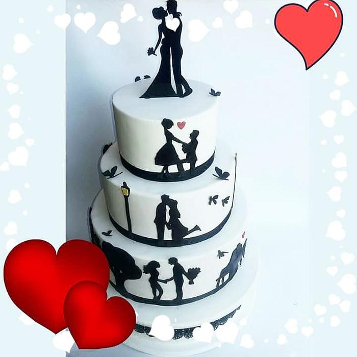silhouettes wedding cake