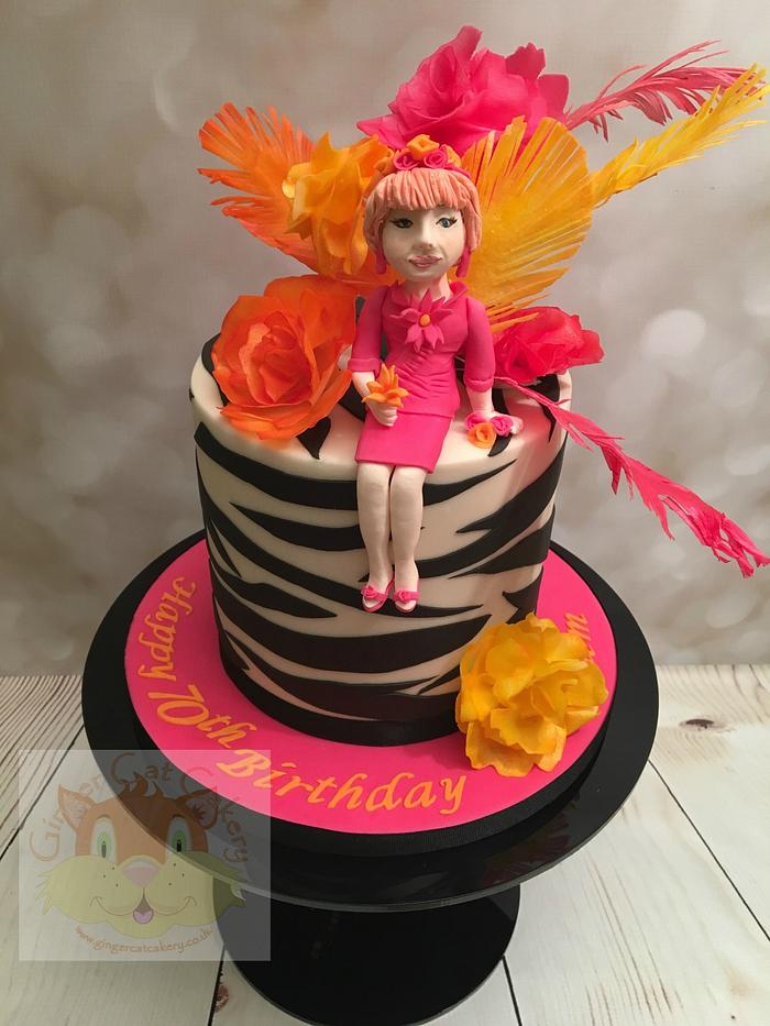 Hot pink and orange cake