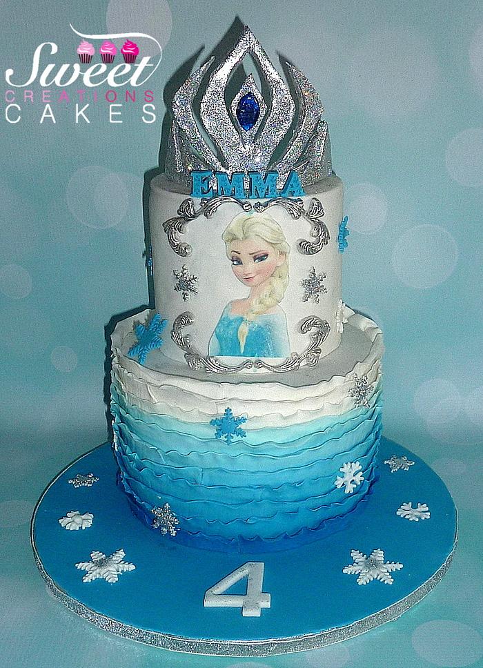 Frozen Elsa tiara cake