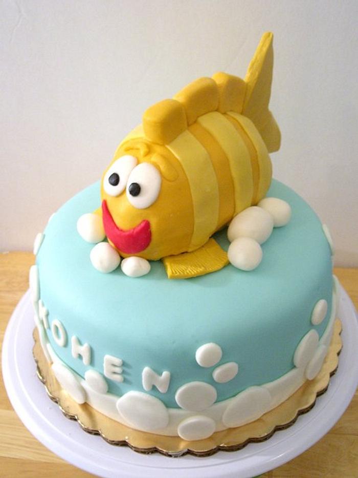 Children's Cake with Fish Topper