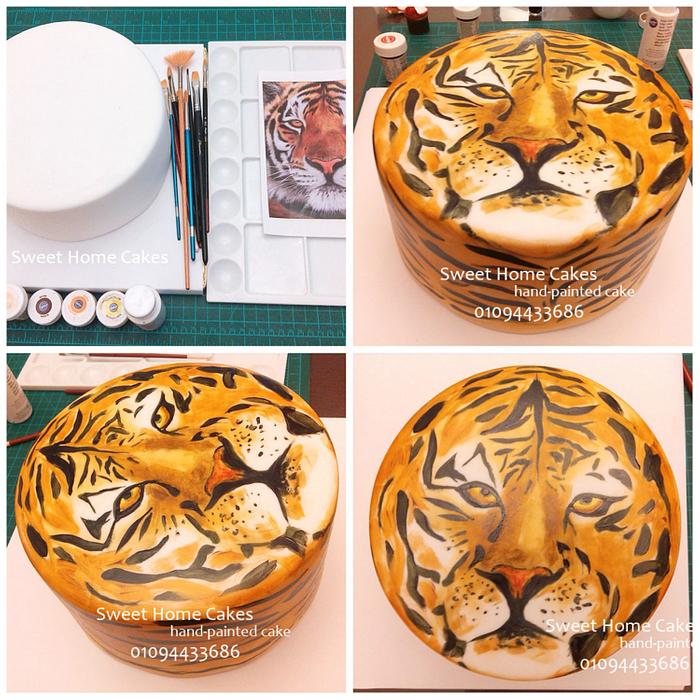 hand painted tiger cake