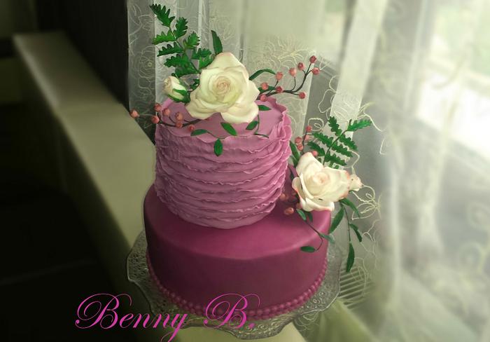 Beautiful roses cake with ruffles