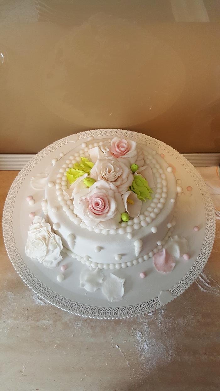 A small and simple wedding cake - Decorated Cake by - CakesDecor
