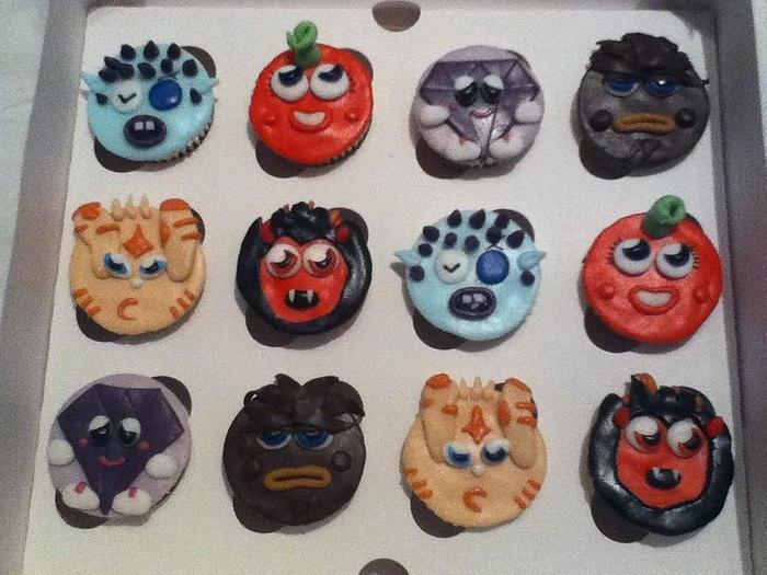 Moshi Monster character cupcakes