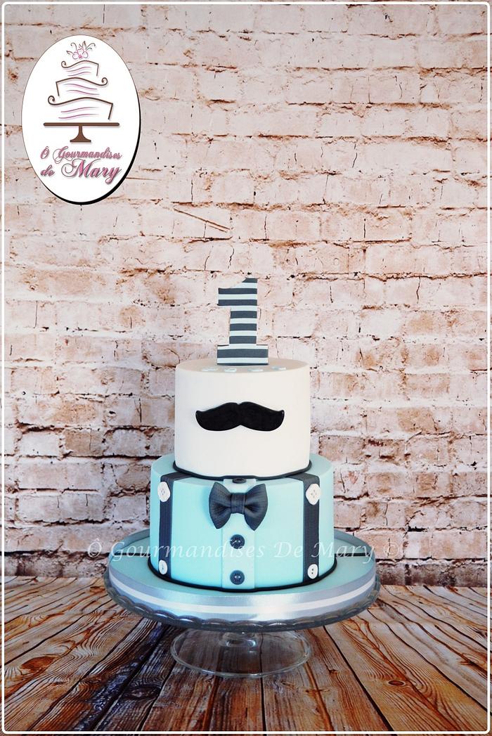 mustache cake for baby boy