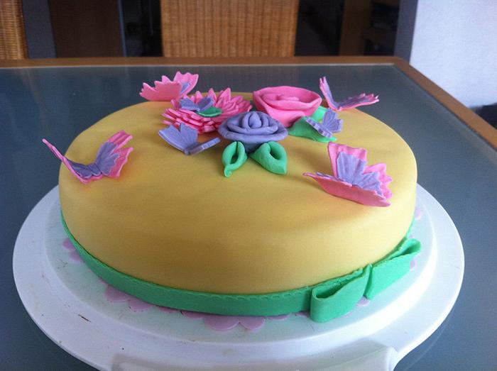 Flowers and Butterfly Cake