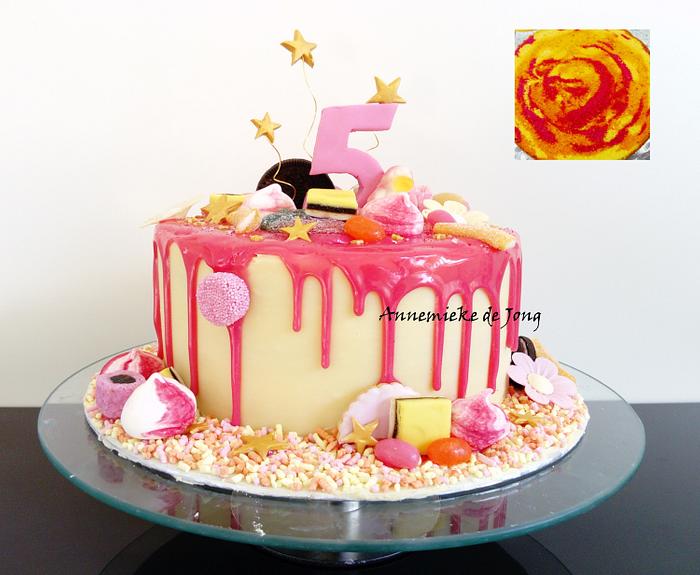 Pink & White Candyland Drip cake