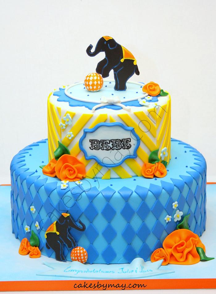 Cirque du Bebe Baby Shower Cake