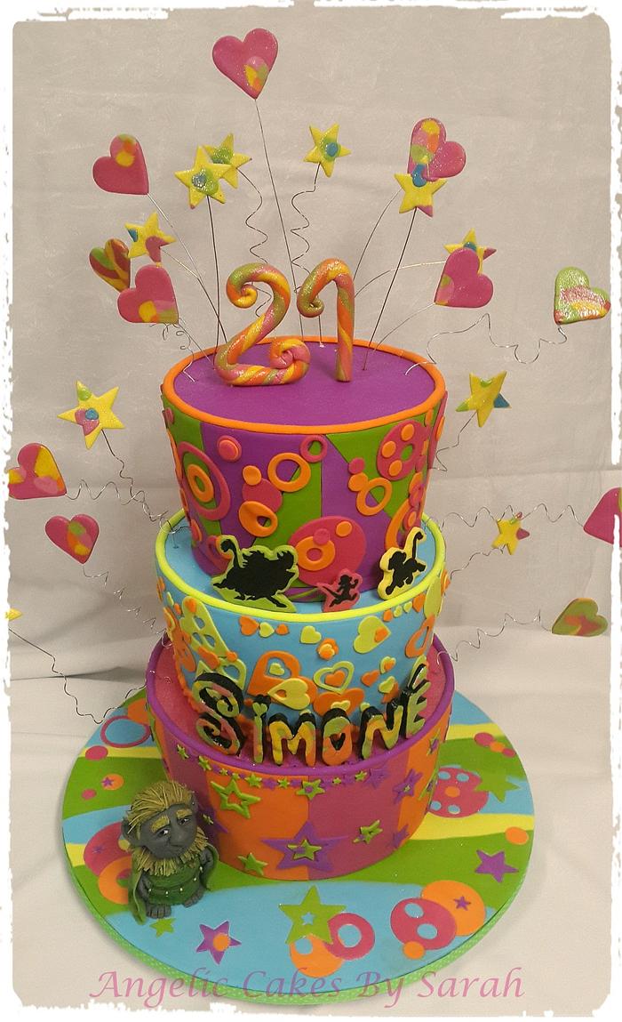 Funky, Fun, Over-The-Top colourful 21st Cake