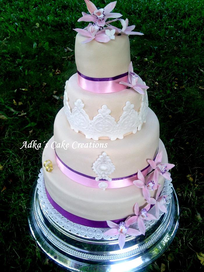 Orchid wedding cake 