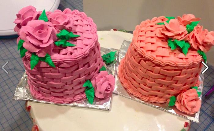 Rose & Basket Weave Cakes - Mini Cakes