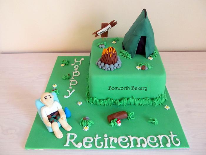 Camping themed cake