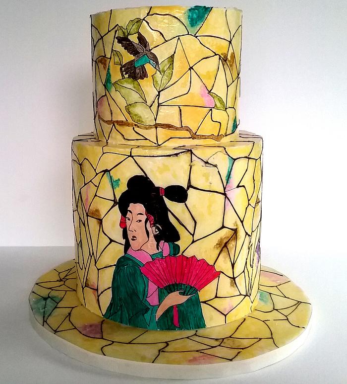 Oriental stained glasse themed birthday cake