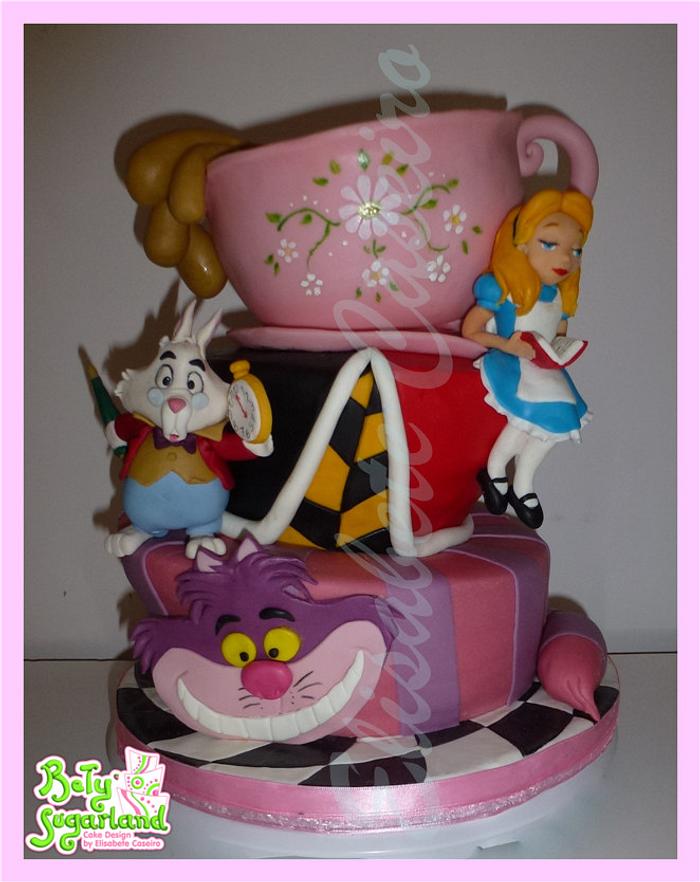 Alice in Wonderland topsy turvy cake