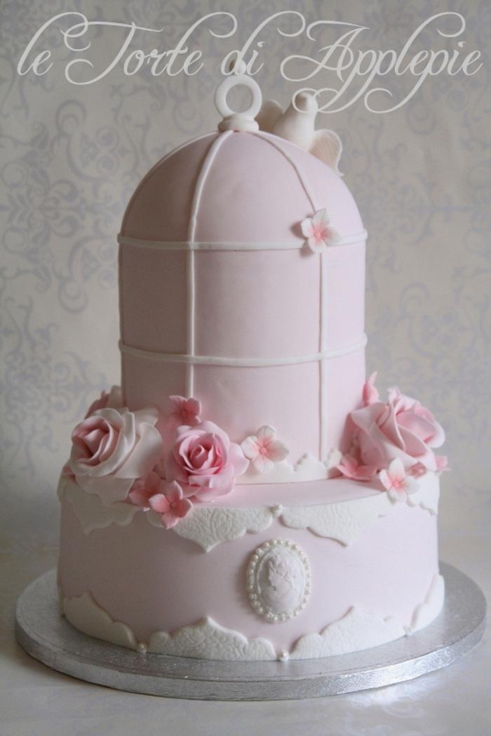 Pink Bird cage cake