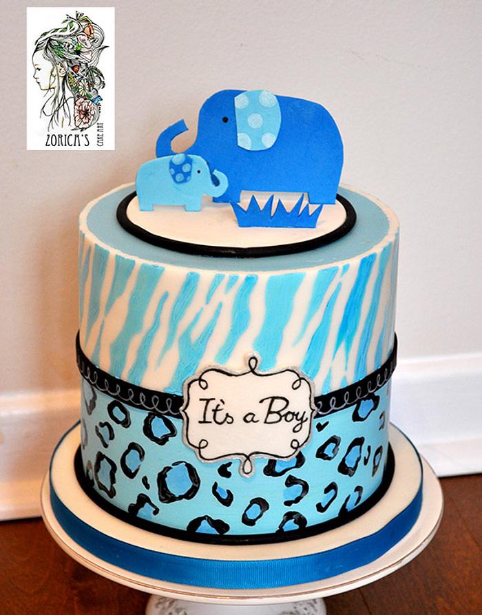 Elephant baby shower cake