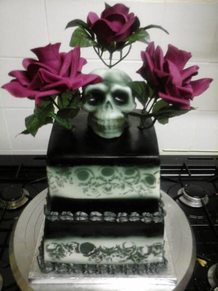 Goth style skull cake