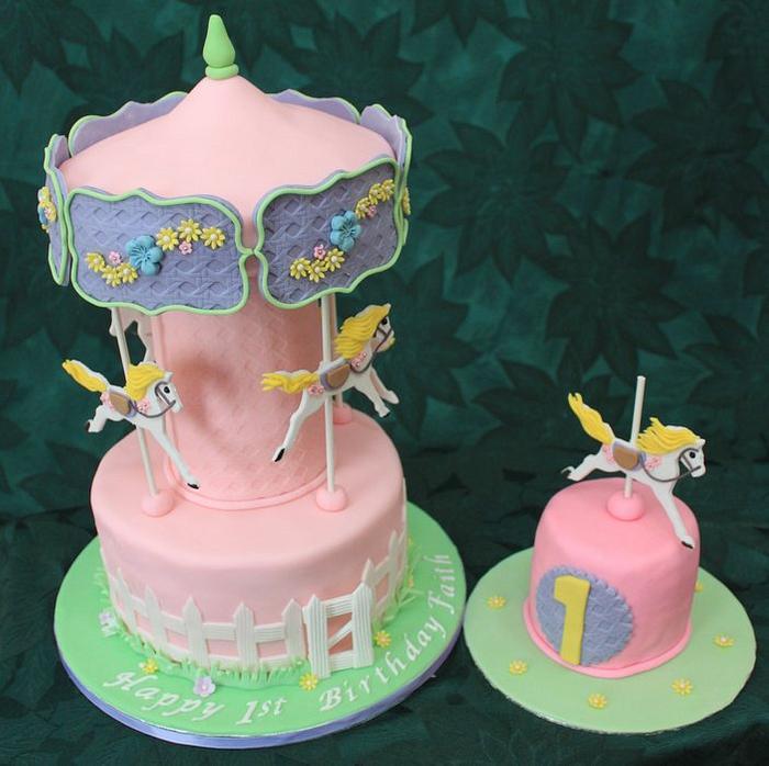 1st Birthday Carousel cake with Smash cake