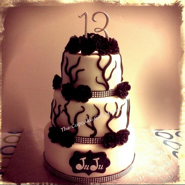 Black roses cake 13th Birthday 