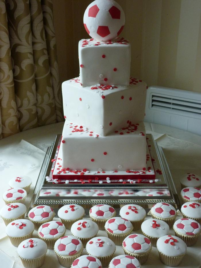 wedding Football cake and cupcakes