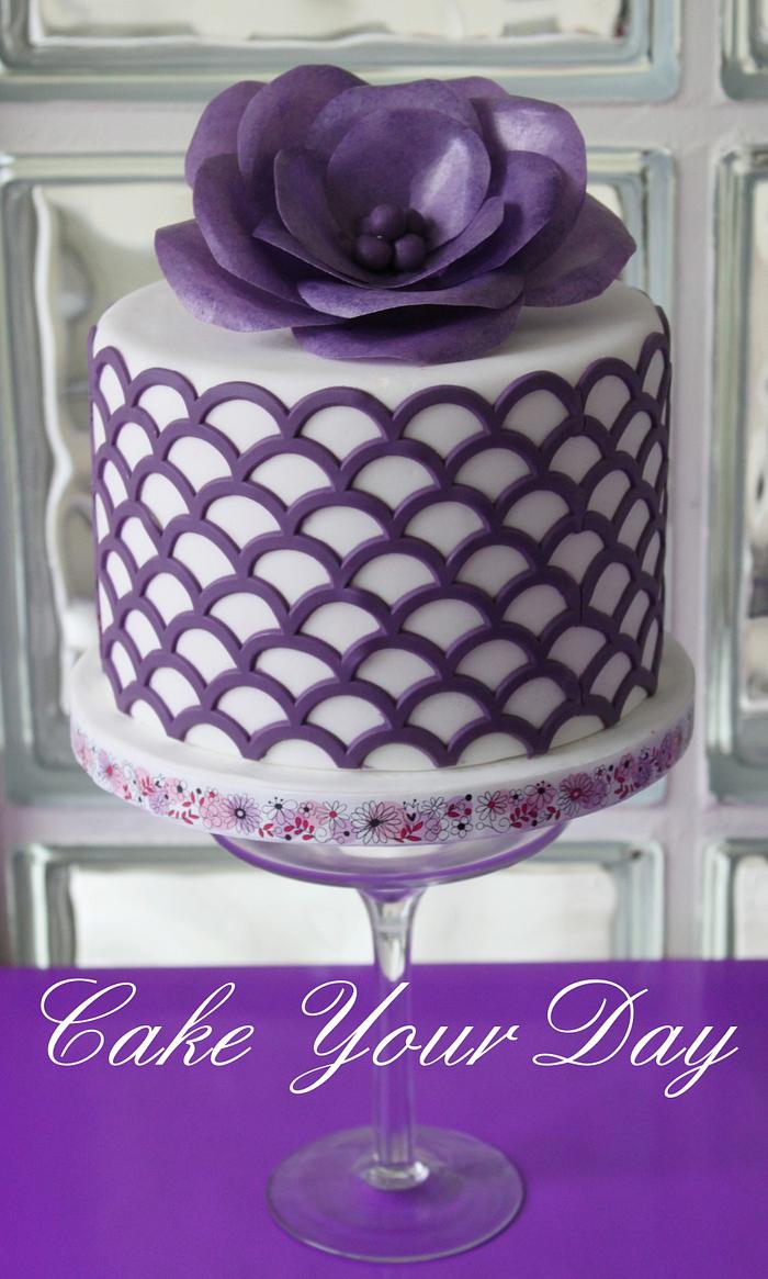 Purple Scallop Wedding Cake.