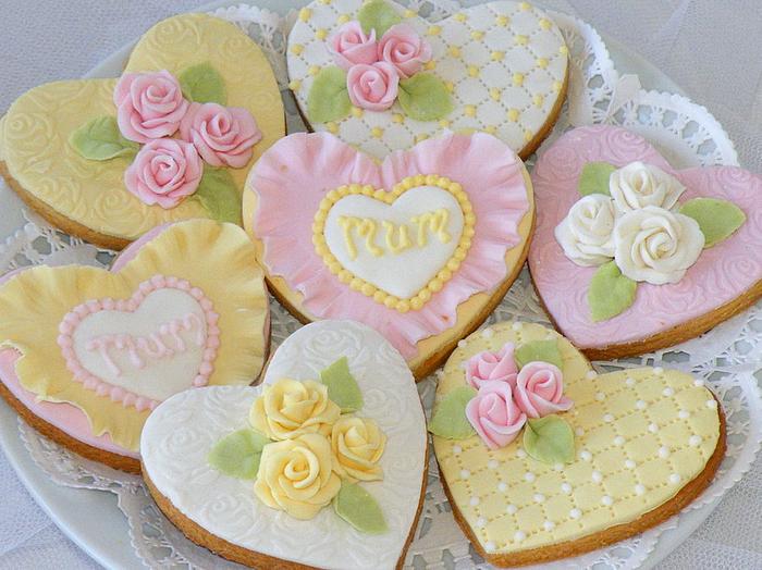 Pink and yellow biscuits