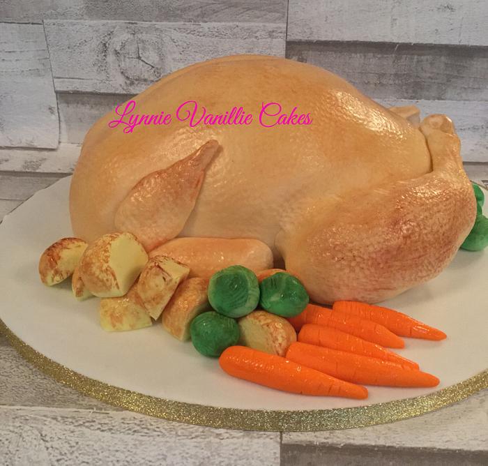 Turkey Christmas cake with vegetables 