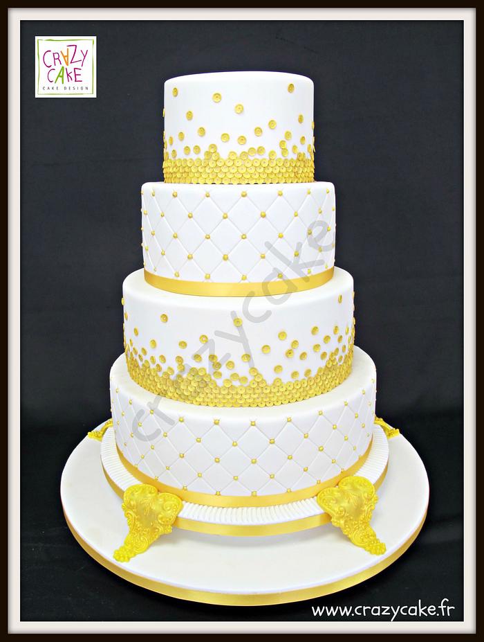 Gold Sequins Wedding Cake