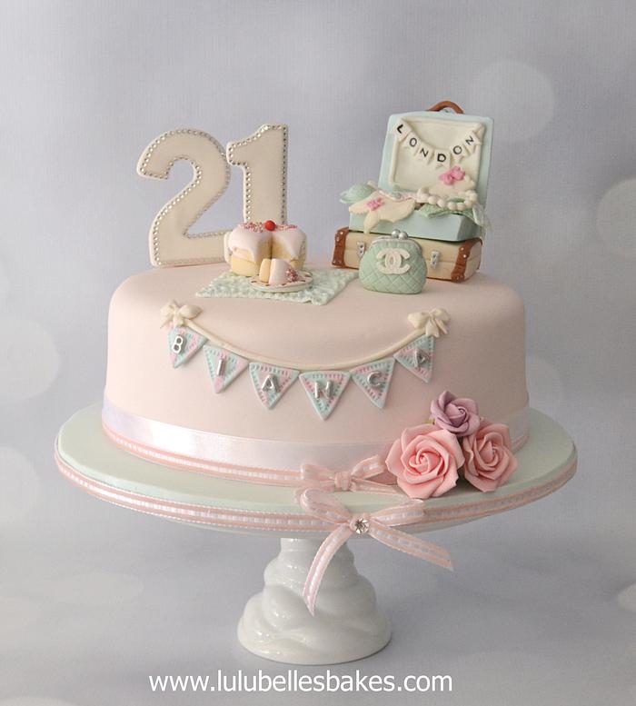 21st Travel themed birthday cake